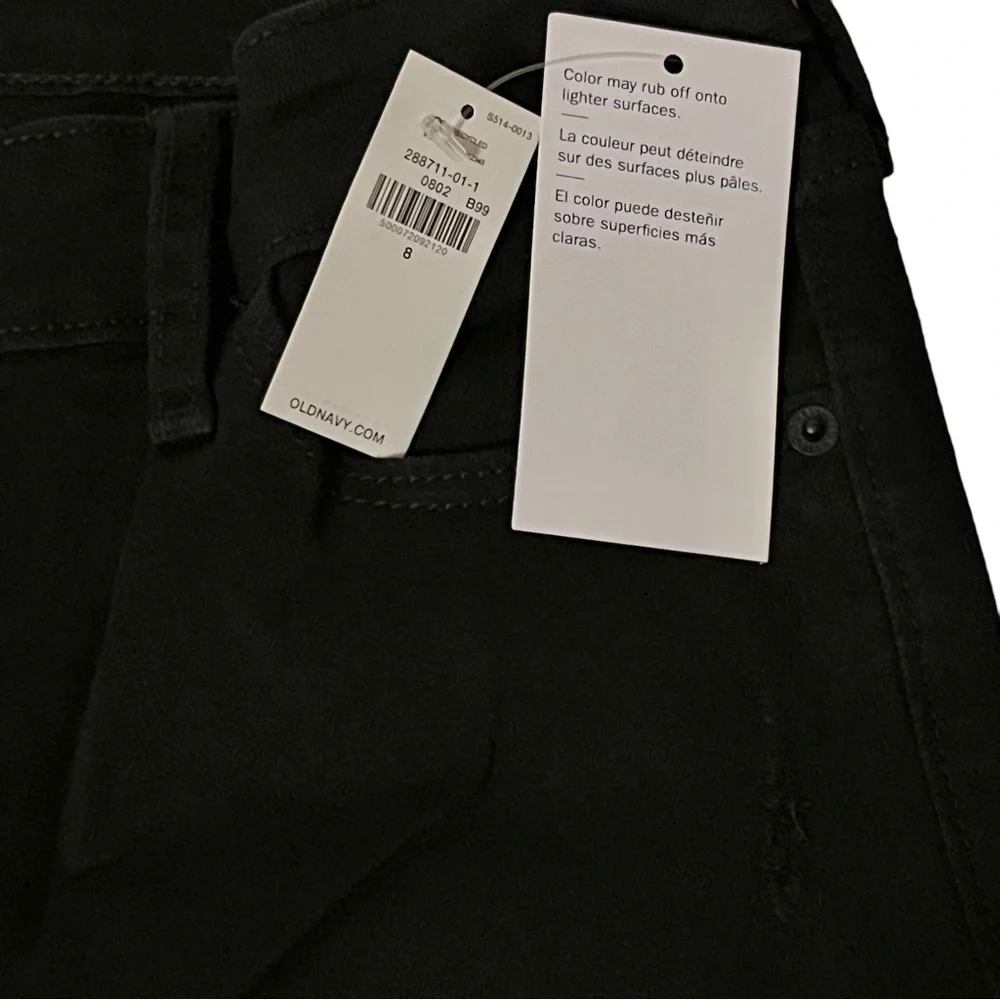 Old Navy Sz 8 Mid Rise Distressed Rockstar Super Skinny Jeans Black Ankle - Picture 3 of 11